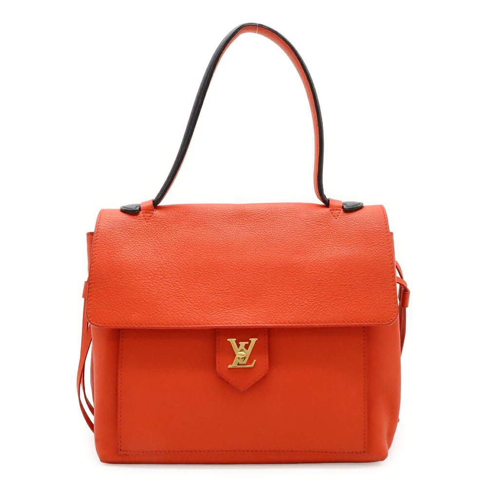 LOUIS VUITTON Lockme Handbag One Handle Leather Orange Red Black